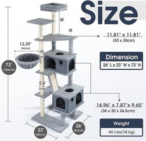 img 3 attached to 🐱 rabbitgoo 73" Tall Cat Tree Tower for Indoor Cats: Multi-Level Cat Condo with Scratching Posts - Ideal for Large and Small Kittens, Plush Perch, Toys for Rest and Play