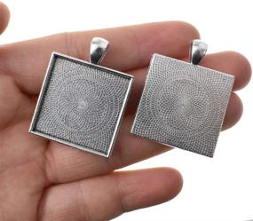 img 3 attached to Yuyuvan Pendant Trays - 10pcs Square Bezel Blank Bases for Craft Jewelry & DIY Accessories - 25mm Inner Dia, Deep Enough & Smooth Edges - Ancient Silver Alloy Finish
