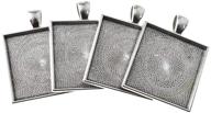 yuyuvan pendant trays - 10pcs square bezel blank bases for craft jewelry & diy accessories - 25mm inner dia, deep enough & smooth edges - ancient silver alloy finish logo