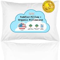 🌿 organic toddler pillow with pillowcase - made in usa, organic shell + pillowcase - sleep pillow for toddlers, travel and baby, 13x18 washable - white logo