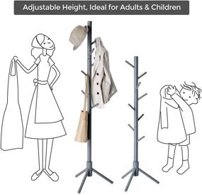 img 1 attached to 🧥 VASAGLE Freestanding Coat Rack: Solid Wood Stand with 8 Hooks for Entryway, Hallway - Gray URCR04GY