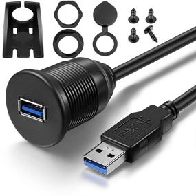 img 4 attached to OBVIS USB 3.0 Male to USB 3.0 Female AUX Flush Mount Car Mount Extension Cable - 6ft (2m) - Black
