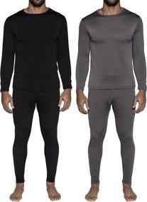 img 4 attached to 🔥 Stay Warm and Cozy with 2 Mens Thermal Sets - Fleece Lined Long Johns for Men