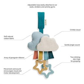 img 2 attached to 🌤️ Itzy Ritzy Bitzy Bespoke Jingle Travel Toy for Stroller, Car Seat or Activity Gym, Cloud Design with Jingle Sound, Hexagon Rings and Adjustable Attachment Loop