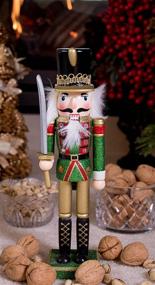 img 1 attached to 🎄 Clever Creations 12-Inch Wooden Nutcracker Green Coat - Festive Christmas Décor for Shelves and Tables