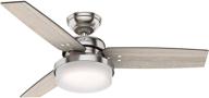 🔍 hunter fan company 50394 sentinel ceiling fan, 44", led light, remote control, brushed nickel finish - enhanced seo logo