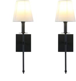 img 4 attached to 🔦 Yosoan Vintage Industrial Wall Sconce Light Fixture with Flared Textile Lamp Shade - Ideal for Bedroom Living Room Corridor Hotel Bar (2-Pack, Black)