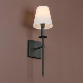 img 1 attached to 🔦 Yosoan Vintage Industrial Wall Sconce Light Fixture with Flared Textile Lamp Shade - Ideal for Bedroom Living Room Corridor Hotel Bar (2-Pack, Black)