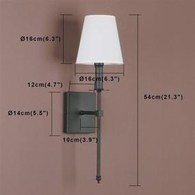 img 3 attached to 🔦 Yosoan Vintage Industrial Wall Sconce Light Fixture with Flared Textile Lamp Shade - Ideal for Bedroom Living Room Corridor Hotel Bar (2-Pack, Black)