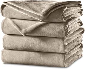 img 4 attached to Sunbeam Heated Blanket in Mushroom: Velvet 🔥 Plush, 10 Heat Settings, Full Size - BSV9GFS-R772-12A44