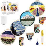 beginners embroidery kit – 4 pack diy cross stitch starter set | includes 4 patterns, instructions, hoops, colorful threads & tools | perfect handmade craft kit gift logo