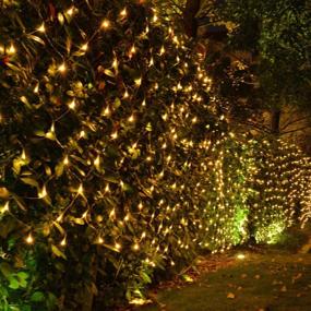 img 2 attached to 🌞 Waterproof Solar Garden Net Fairy Lights: Auto On/Off, Warm White, Perfect Outdoor Decor for Wedding Party, Backyard Patio, Roof or Wall (100Leds, 1.5m x 1.5m)