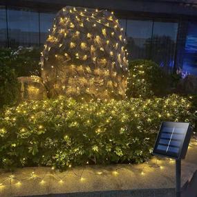 img 3 attached to 🌞 Waterproof Solar Garden Net Fairy Lights: Auto On/Off, Warm White, Perfect Outdoor Decor for Wedding Party, Backyard Patio, Roof or Wall (100Leds, 1.5m x 1.5m)