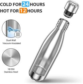 img 3 attached to 🥤 Sportneer Insulated Stainless Steel Water Bottle with Double-Walled Thermal Design - Keeps Beverages Cold for 24 Hours and Hot for 12 Hours, Includes Bottle Brush - Ideal for Traveling & Sports - 17oz / 26oz