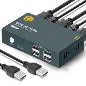 img 4 attached to 🖥️ GREATHTEK HDMI KVM Switch 2 Port, USB2.0, Ultra HD 4K @30Hz: Share 2 PC with 1 Keyboard, Mouse, and Monitor + 2 USB/HDMI Cables - Supports Wireless Keyboard and Mouse