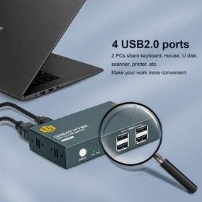 img 3 attached to 🖥️ GREATHTEK HDMI KVM Switch 2 Port, USB2.0, Ultra HD 4K @30Hz: Share 2 PC with 1 Keyboard, Mouse, and Monitor + 2 USB/HDMI Cables - Supports Wireless Keyboard and Mouse