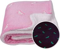 🦄 sochow unicorn glow in the dark sherpa fleece throw blanket – super soft 50 x 60 inches plush blanket for kids in pink logo