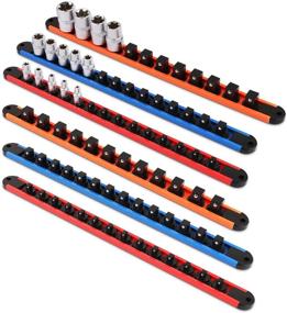 img 4 attached to 🔧 HORUSDY 6PC 360° Swivel ABS Socket Organizer Set, with 28 Clips Each for 1/4-Inch, 3/8-Inch, and 1/2-Inch Sockets, High-Quality Socket Holders