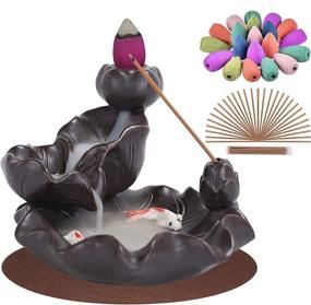 img 4 attached to 🌟 MP Incense Waterfall Burner, Backflow Incense Burner Set: Ceramic Backflow Incense Holder + 20 Backflow Incense Cones