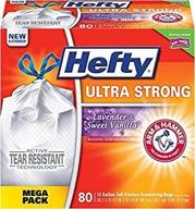 hefty ultra strong tall kitchen trash bags - lavender & sweet vanilla, 🗑️ 13 gallon, 80 count: durable scented garbage bags for a fresh and clean kitchen логотип
