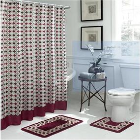 img 1 attached to 🛀 Enhance Your Bathroom with Bath Fusion 15-Piece Shower Set, 72"x72", Christine Red/Berber