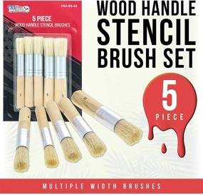 img 3 attached to 🖌️ Premium Quality U.S. Art Supply 5 Piece Wood Handle Stencil Brush Set - Versatile Natural Bristle Wooden Template Paint Brushes for Watercolor, Acrylic, and Oil Painting - Ideal for Craft, DIY Projects, Card Making, and Professional Furniture Upcycling with Chalk and Wax