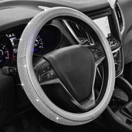 💎 universal gray diamond car steering wheel cover – sparkly rhinestone bling, automotive interior styling accessory, 38cm/15'' logo