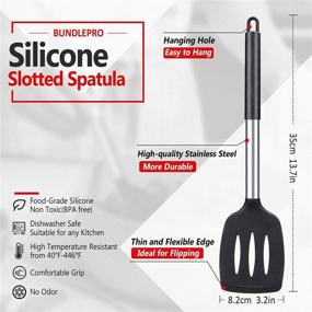 img 3 attached to 🍳 High Heat Resistant Pack of 2 Silicone Solid Turners - Non Stick Slotted Kitchen Spatulas - BPA Free Cooking Utensils - Ideal Cookware for Fish, Eggs, Pancakes (Black)