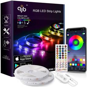 img 4 attached to 🔮 Enhance Your Bedroom Ambience with QJB 65.6Ft Bluetooth LED Strip Lights - Music Sync Color Changing, App Controlled RGB 5050 Lights