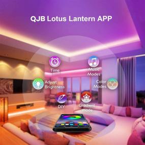 img 3 attached to 🔮 Enhance Your Bedroom Ambience with QJB 65.6Ft Bluetooth LED Strip Lights - Music Sync Color Changing, App Controlled RGB 5050 Lights