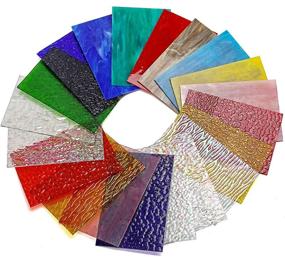 img 2 attached to 🎨 MaxGrain 20 Stained Glass Sheets Variety Pack for Crafts and Mosaic Making - Textured Cathedral Art Glass Sheets, 6x4 inch, Transparent, Opaque, and Clear