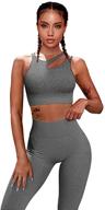 hyz women's workout 2 piece sets | high waist running leggings with padded crop top bras logo