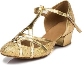 img 4 attached to Sparkle and Shine on the Dance 💃 Floor with Minishion Women's T-Strap Glitter Salsa Ballroom Shoes