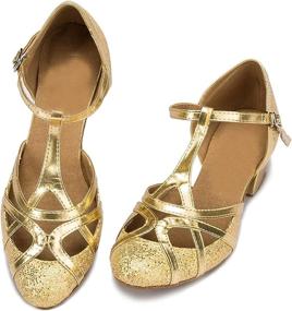 img 3 attached to Sparkle and Shine on the Dance 💃 Floor with Minishion Women's T-Strap Glitter Salsa Ballroom Shoes