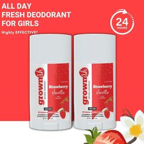 img 3 attached to Natural Strawberry Vanilla Deodorant Stick for Girls 7 & Up - Aluminum-Free, Strong Formula - Teen & Kids Underarm Protection - Light, Fresh, and Grownish