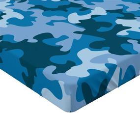 img 2 attached to 🔵 Ambesonne Camo Fitted Sheet, Abstract Water Camouflage in Pale Blue, Soft Decorative Fabric Bedding with All-Round Elastic Pocket, Queen Size