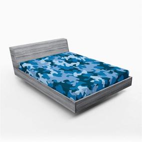 img 3 attached to 🔵 Ambesonne Camo Fitted Sheet, Abstract Water Camouflage in Pale Blue, Soft Decorative Fabric Bedding with All-Round Elastic Pocket, Queen Size