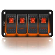 🚀 aluminum panel rocker switch 4-gang toggle switch dash with 5-pin on/off, 2 led backlit - ideal for marine, boat, car (orange) логотип