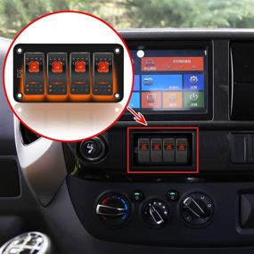 img 1 attached to 🚀 Aluminum Panel Rocker Switch 4-Gang Toggle Switch Dash with 5-Pin ON/Off, 2 LED Backlit - Ideal for Marine, Boat, Car (Orange)