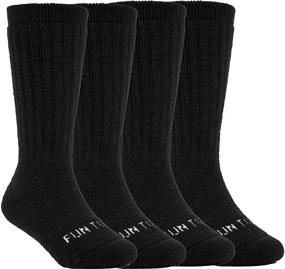 img 2 attached to 🧦 4 Pairs of FUN TOES Boys or Girls Heavy 60% Merino Wool Thermal Solid Color Socks