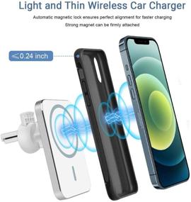 img 1 attached to 15W Qi Magnetic Car Air Vent Mount Charger: Fast Wireless Charging, Automatic Clamping, Compatible with iPhone 12/12 Mini/12 Pro/12 Pro Max