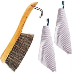 img 1 attached to 🖌️ AMERWASH PLUS 13-Inch Shop Brush with Horsehair Bristles: Ideal for Furniture, Drafting, Patio Cleaning - Includes Hand Broom, Bench Duster, and 2 Microfiber Cleaning Cloths