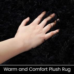 img 3 attached to 👧 Soft Shaggy Fluffy Rug Carpets for Kids Room: ISEAU 4ft x 5.9ft, Black