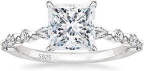 img 4 attached to 💍 Elegant EAMTI 2CT 925 Sterling Silver Princess Cut CZ Engagement Ring with Marquise &amp; Round Cubic Zirconia Wedding Band - Available in Sizes 5-11 for Women