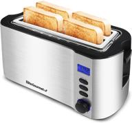 🍞 elite gourmet 4-slice long slot cool-touch toaster: cancel, defrost, and bagel functions, 6 toast settings, silver логотип