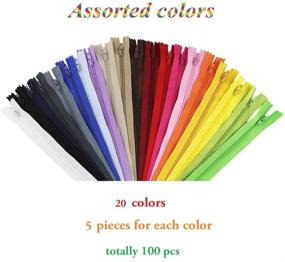 img 1 attached to 🌈 Colorful 9 Inch Nylon Coil Zippers - 100PCS for Sewing Crafts Tailor and Clothing (20 Colors)