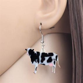 img 3 attached to 🐄 NEWEI Acrylic Anime Dairy Cattle Cow Earrings: Farm Animal Jewelry for Women - Unique Gift Charm