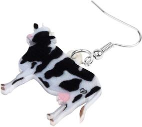 img 1 attached to 🐄 NEWEI Acrylic Anime Dairy Cattle Cow Earrings: Farm Animal Jewelry for Women - Unique Gift Charm