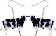 🐄 newei acrylic anime dairy cattle cow earrings: farm animal jewelry for women - unique gift charm logo