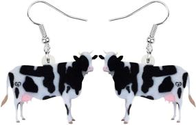 img 4 attached to 🐄 NEWEI Acrylic Anime Dairy Cattle Cow Earrings: Farm Animal Jewelry for Women - Unique Gift Charm